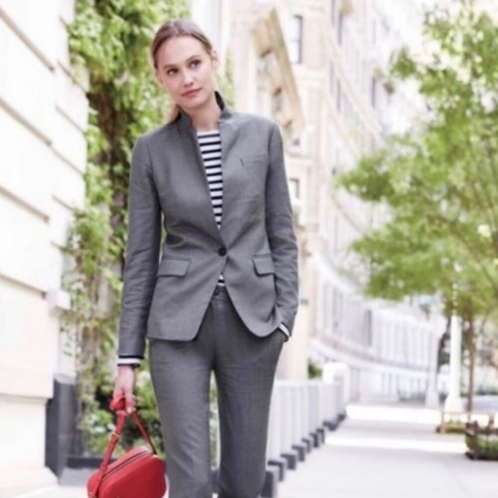 J.Crew Regent Blazer Super 120s Wool Gray Size 6 Tailored Career Jacket - Picture 2 of 7
